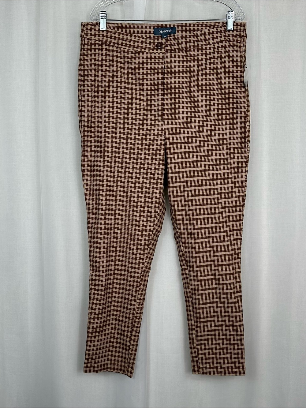 NWT ModCloth Brown Houndstooth Tapered Ankle Pants Size 22 Plus Academia Preppy